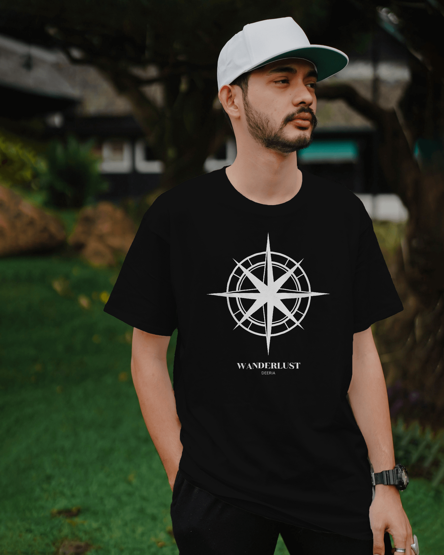 Black Compass Oversized Premium Tshirt for Men and Women