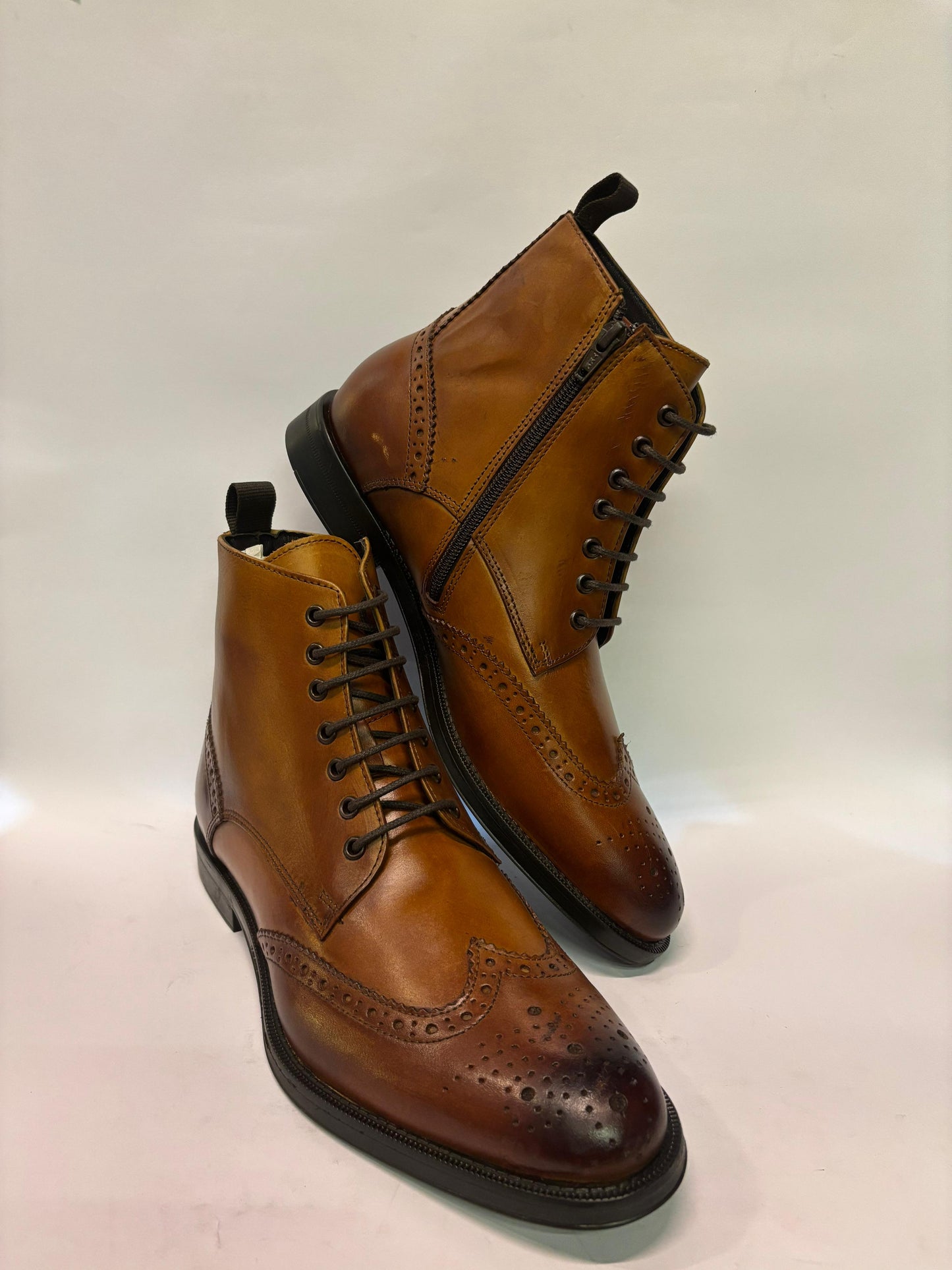 Tan Brown Cuban Zipper Boots (Chelsea Boots)